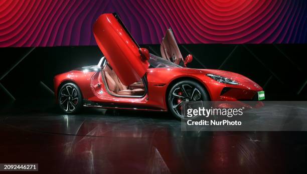 General view is being shown of the launch of MG's Cyberster electric sports car in Mumbai, India, on March 20, 2024. A joint venture between China's...