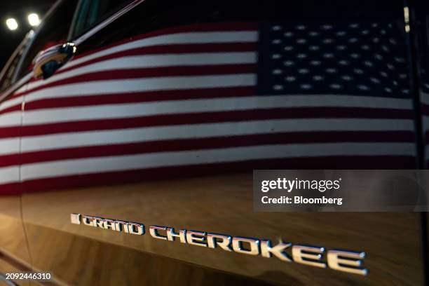 Jeep Grand Cherokee 4xe electric vehicle during an event at the DC Armory in Washington, DC, US, on Wednesday, March 20, 2024. The Biden...