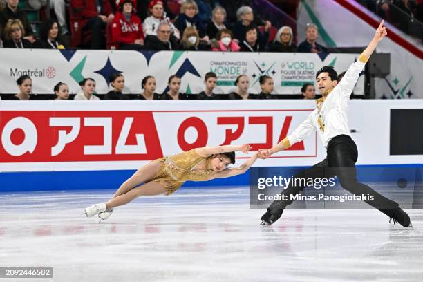 Emily Chan and Spencer Akira Howe of the United States of America compete in the Pairs Short Program during the ISU World Figure Skating...