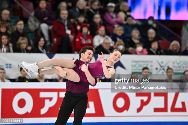 Valentina Plazas and Maximiliano Fernandez of the United States of America compete in the Pairs Short Program during the ISU World Figure Skating...