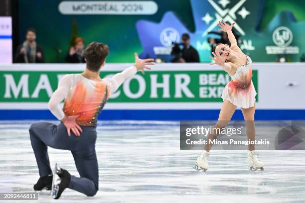 Lucrezia Beccari and Matteo Guarise of Italy compete in the Pairs Short Program during the ISU World Figure Skating Championships at the Bell Centre...