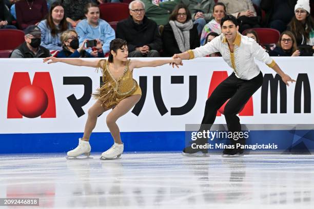 Emily Chan and Spencer Akira Howe of the United States of America compete in the Pairs Short Program during the ISU World Figure Skating...