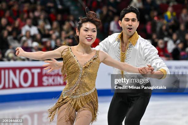 Emily Chan and Spencer Akira Howe of the United States of America compete in the Pairs Short Program during the ISU World Figure Skating...