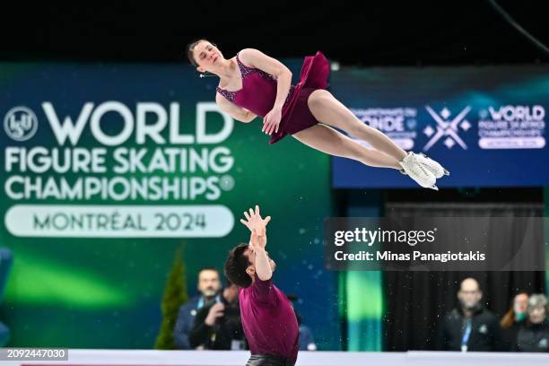 Valentina Plazas and Maximiliano Fernandez of the United States of America compete in the Pairs Short Program during the ISU World Figure Skating...