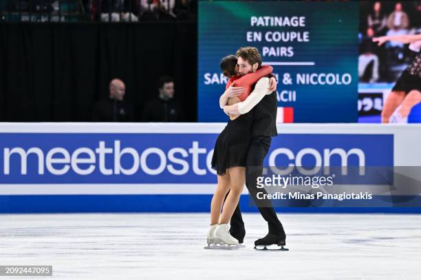 Sara Conti and Niccolo Macii of Italy compete in the Pairs Short Program during the ISU World Figure Skating Championships at the Bell Centre on...