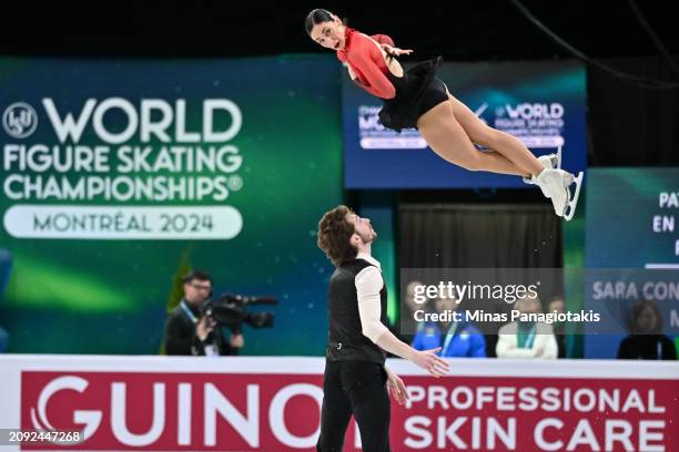 Sara Conti and Niccolo Macii of Italy compete in the Pairs Short Program during the ISU World Figure Skating Championships at the Bell Centre on...