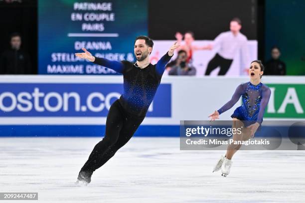Deanna Stellato-Dudek and Maxime Deschamps of Canada compete in the Pairs Short Program during the ISU World Figure Skating Championships at the Bell...