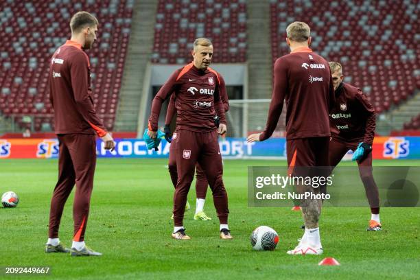 Kamil Grosicki is participating in Team Poland's official training before the Euro 2024 play-off match against Estonia in Warsaw, Poland, on March...