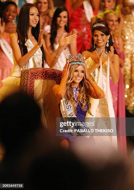 Kseniya Sukhinova from Russia is crowned 58th Miss World on December 13, 2008 at the miss world pageant held at Sandton Convention Centre in...