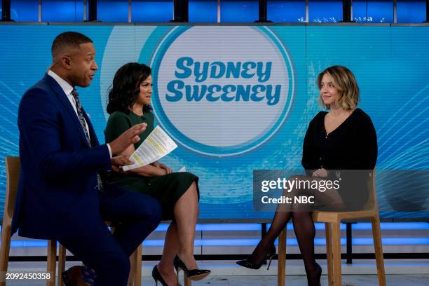 Craig Melvin, Laura Jarrett and Sydney Sweeney on Wednesday, March 20, 2024 --