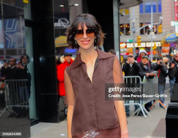 Rebecca Hall is seen arriving at "Good Morning America" on March 20, 2024 in New York City.