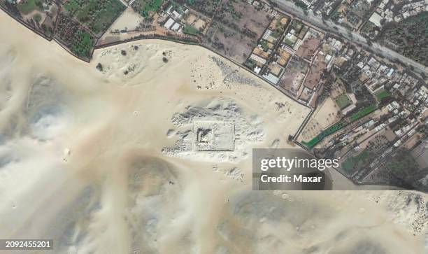 Maxar satellite imagery of Egypt's Sun Temple of Niuserre. Please use: Satellite image 2024 Maxar Technologies.