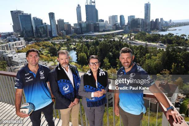 Ben Donaldson , Simon Taylor , Niamh O'Connor and. Matt Hodgson pose during the British & Irish Lions Tour of Australia Tickets On Sale National...