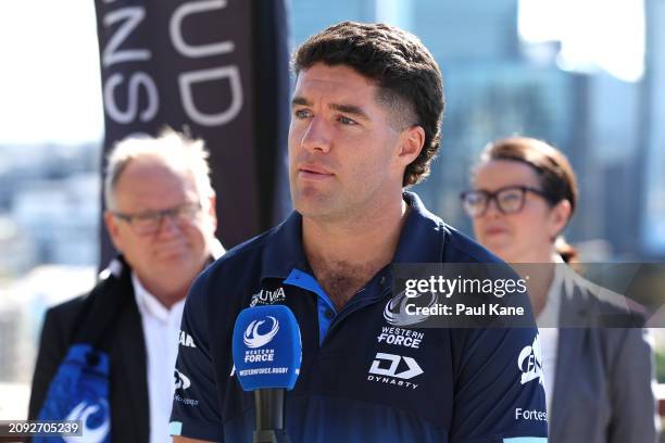 Ben Donaldson addresses the media during the British & Irish Lions Tour of Australia Tickets On Sale National Media Opportunity at Kaarta Gar-Up...