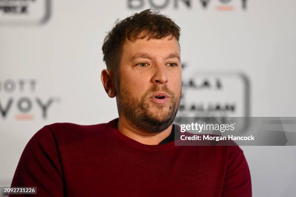 Dylan Alcott speaks to media during a Tour of Facilities at the Formula 1 Australian Grand Prix at Albert Park Grand Prix Circuit on March 18, 2024...