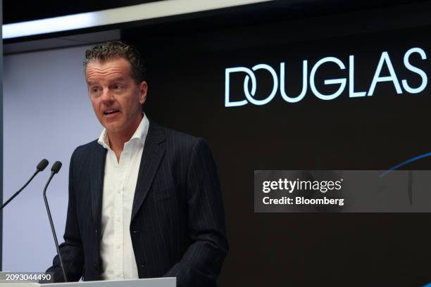 Henning Kreke, chairman of the supervisory board of Douglas AG, at the Frankfurt Stock Exchange, during the Douglas AG initial public offering , in...