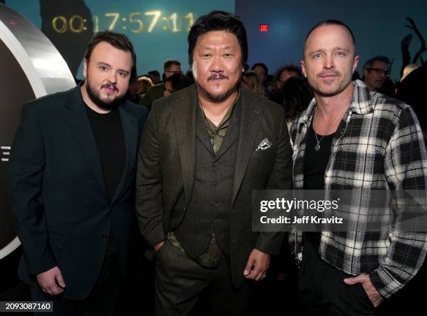 John Bradley, Benedict Wong and Aaron Paul attend Netflix's "3 Body Problem" Los Angeles Screening Event at Nya Studios on March 17, 2024 in Los...