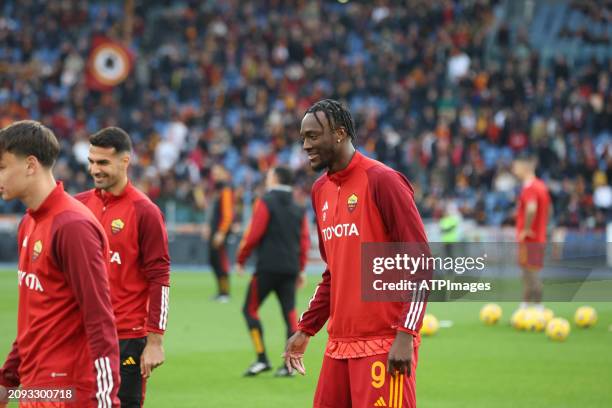 Tammy Abrahamof AS Roma in action during the Italian Serie A Football match between AS Roma and Sassuolo at Stadio Olimpico on March 17, 2024 in...