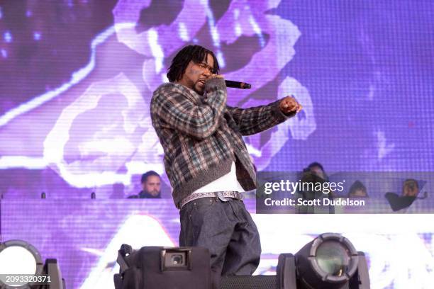 Rapper 03 Greedo performs onstage during day 3 of Rolling Loud at Hollywood Park Grounds on March 17, 2024 in Inglewood, California.