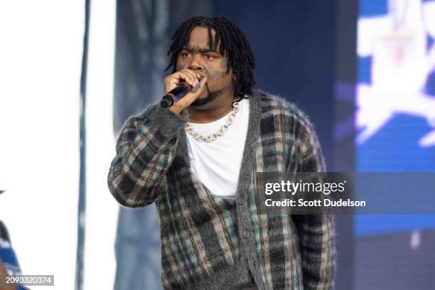 Rapper 03 Greedo performs onstage during day 3 of Rolling Loud at Hollywood Park Grounds on March 17, 2024 in Inglewood, California.