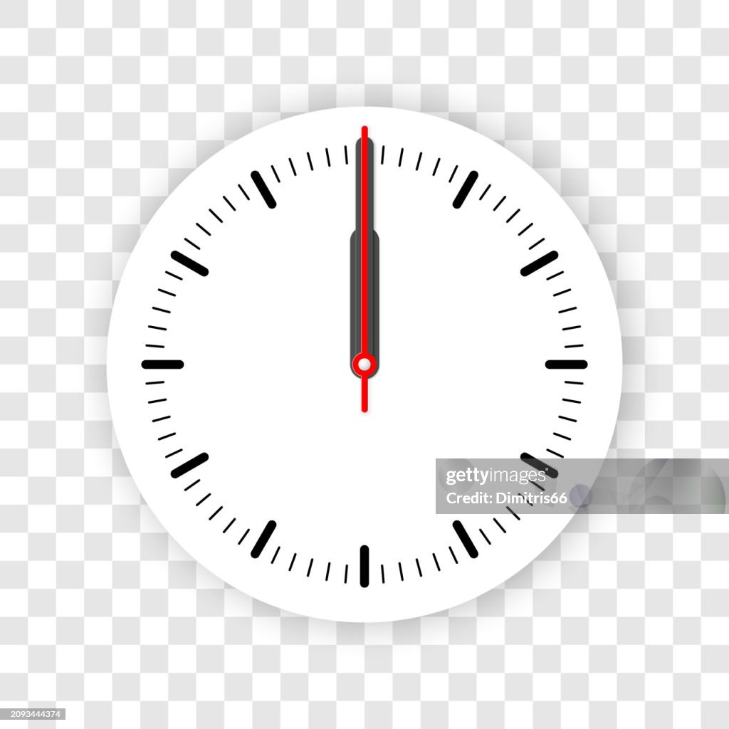 12 Uhr realistisches Zifferblatt-Symbol