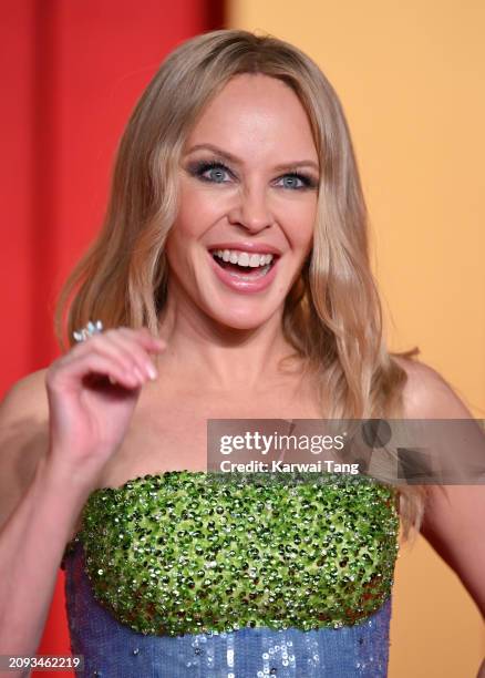 Kylie Minogue attends the 2024 Vanity Fair Oscar Party hosted by Radhika Jones at the Wallis Annenberg Center for the Performing Arts on March 10,...