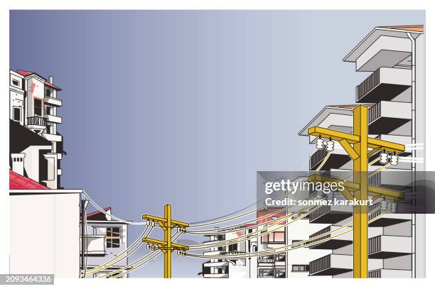 neighborhood - balcony stock illustrations