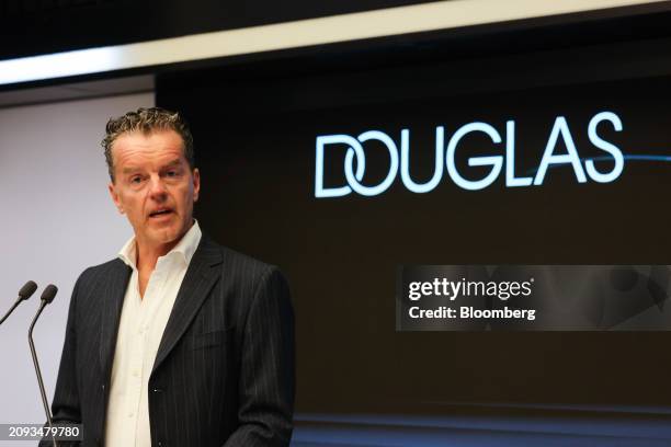 Henning Kreke, chairman of the supervisory board of Douglas AG, at the Frankfurt Stock Exchange, during of the Douglas AG initial public offering ,...