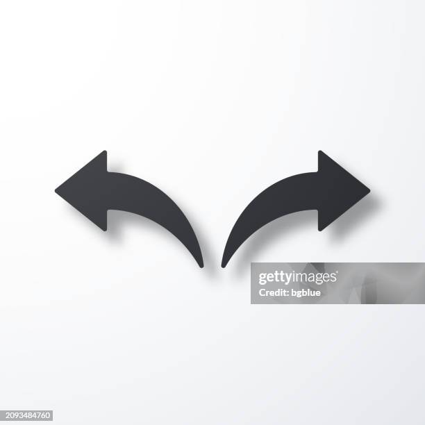 left and right arrow. icon with shadow on white background - turning key stock illustrations