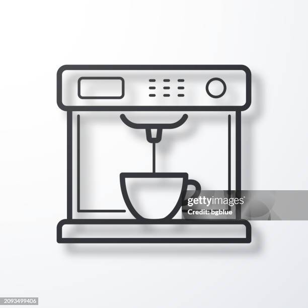 coffee machine. line icon with shadow on white background - mocha stock illustrations