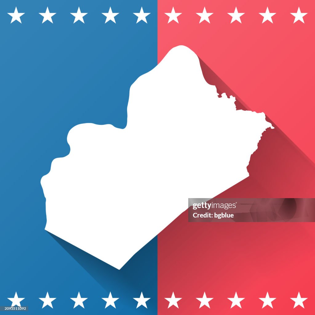 Wood County, West Virginia. Map on blue and red background