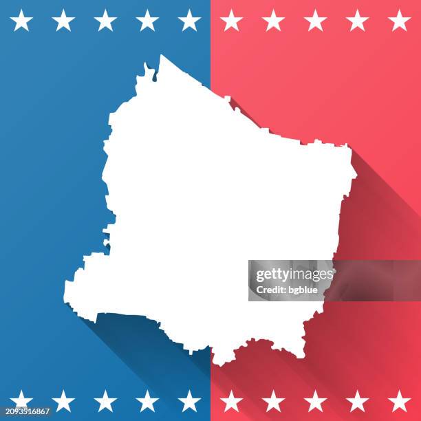 rutherford county, tennessee. map on blue and red background - murfreesboro tennessee stock illustrations