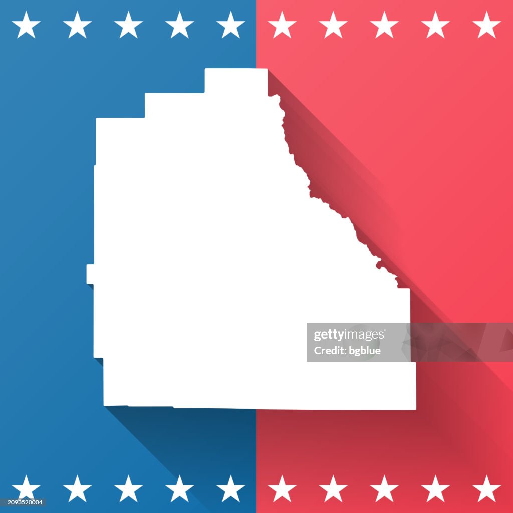 Sublette County, Wyoming. Map on blue and red background