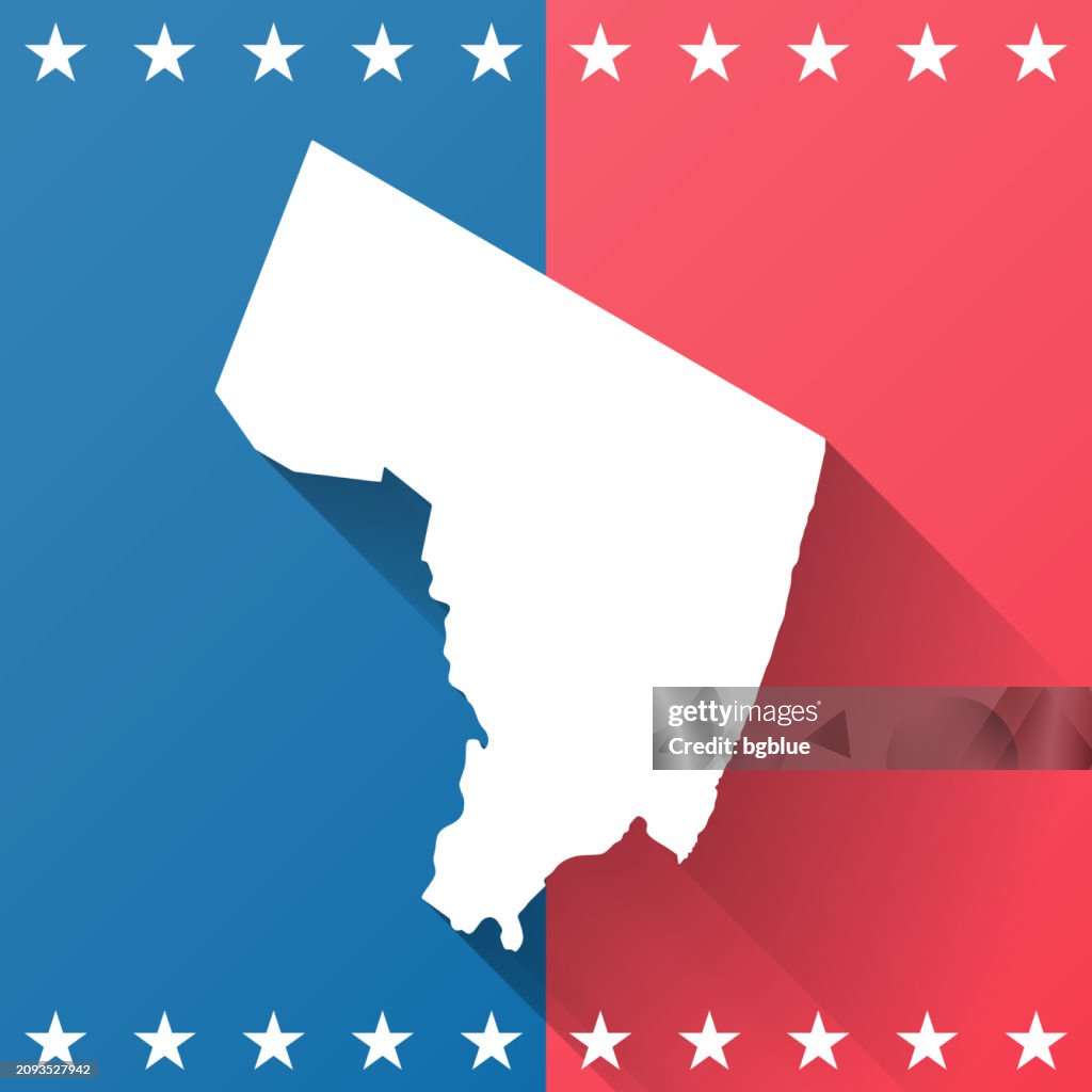 Bergen County, New Jersey. Map on blue and red background