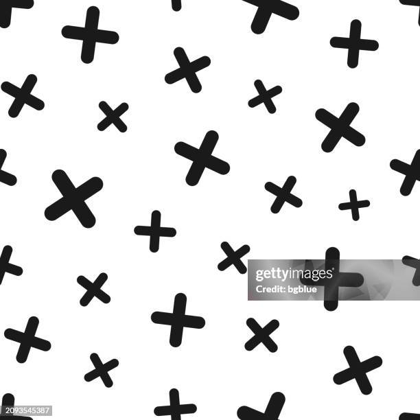 cross mark. seamless pattern. icons on white background - cross pattern seamless stock illustrations