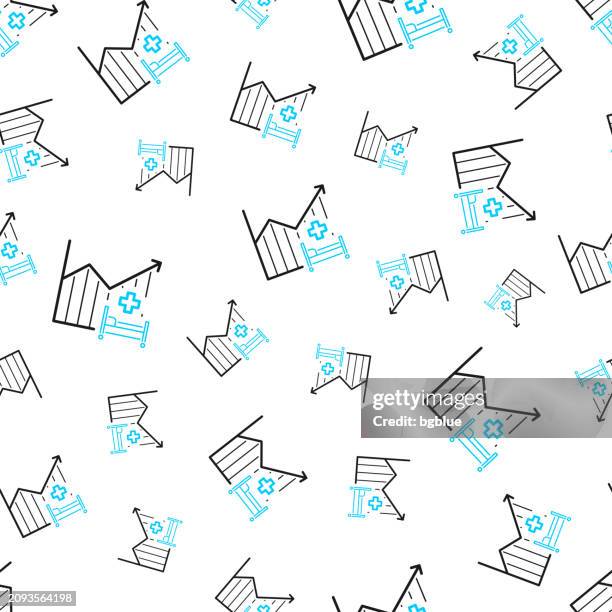 chart of increased hospital bed capacity. seamless pattern. line icons on white background - basic life support stock illustrations