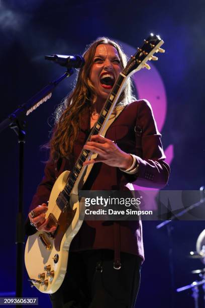 Lzzy Hale of Halestorm performs at Auckland Town Hall on March 18, 2024 in Auckland, New Zealand.
