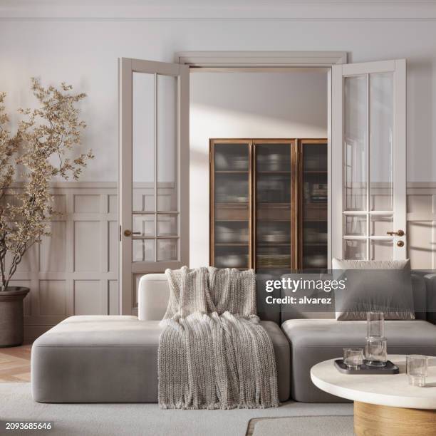 digital art of cozy contemporary living room - home showcase interior stock pictures, royalty-free photos & images