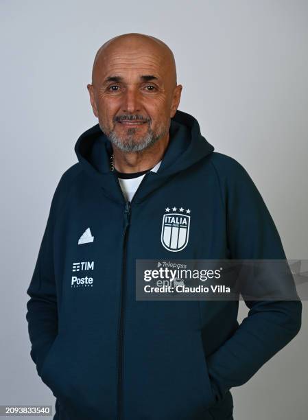 Head coach Italy Luciano Spalletti poses during an Italy portrait session at Hotel Parco dei Principi on March 18, 2024 in Rome, Italy.