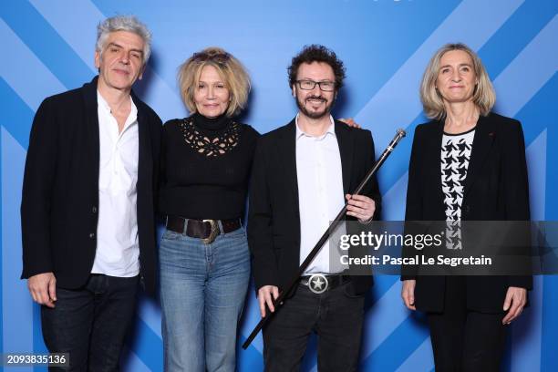 Médéric Albouy, Clémentine Célarié, Gérald Hustache-Mathieu and Maryvonne Caillibotte attend the "Vidocq" prize ceremony during the Series Mania...