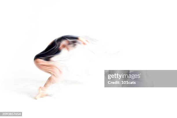 graceful ballerina dancing with transparent nylon - nylon feet stock-fotos und bilder