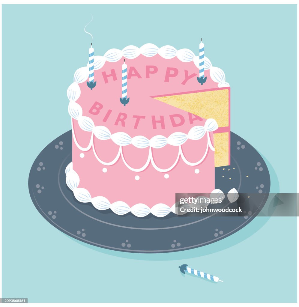 Pink birthday cake illustration