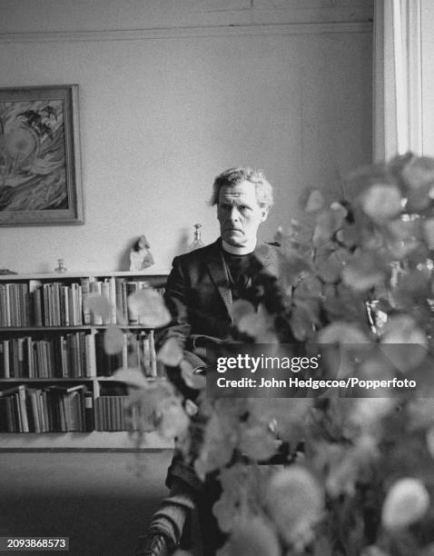 Welsh poet and Anglican clergyman Ronald Stuart Thomas , known as R S Thomas, at home in the village of Eglwysfach near Machynlleth in Wales in 1966....