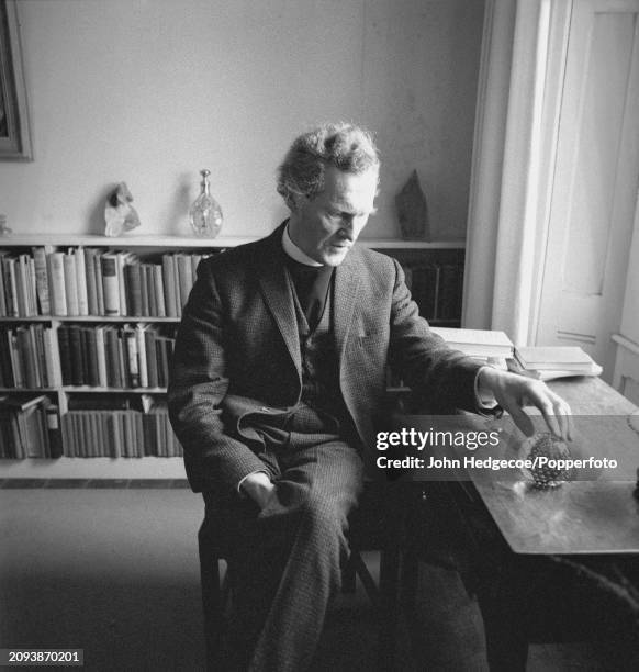 Welsh poet and Anglican clergyman Ronald Stuart Thomas , known as R S Thomas, at home in the village of Eglwysfach near Machynlleth in Wales in 1966....