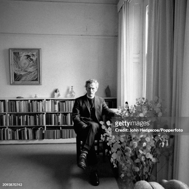 Welsh poet and Anglican clergyman Ronald Stuart Thomas , known as R S Thomas, at home in the village of Eglwysfach near Machynlleth in Wales in 1966....