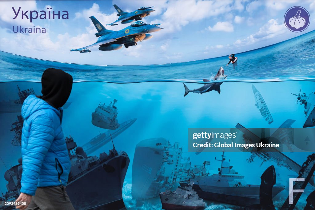 Picture Of Sunken Russian Warships Is Exhibited In Kyiv