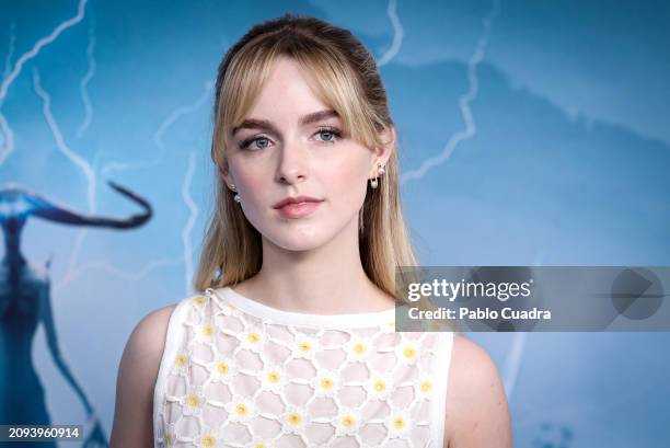 Actress Mckenna Grace attends the 'Cazafantasmas: El Imperio Helado' photocall at Mandarín Oriental Ritz Hotel on March 18, 2024 in Madrid, Spain.