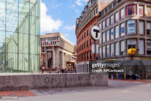 government center - subway station - boston city hall - boston massachusetts - government centre stock pictures, royalty-free photos & images
