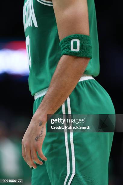 Jayson Tatum of the Boston Celtics looks on against the Washington Wizards at Capital One Arena on March 17, 2024 in Washington, DC. NOTE TO USER:...