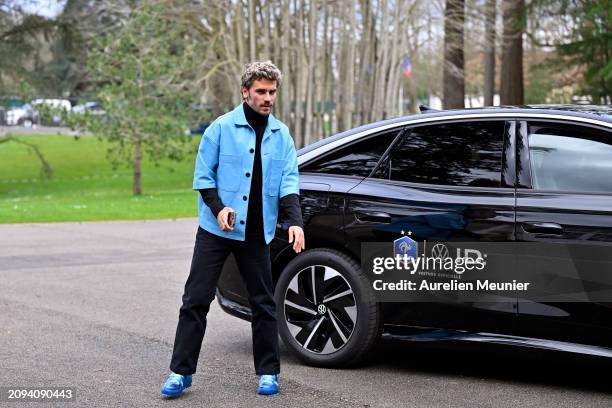 Antoine Griezmann arrives at Centre National du Football as part of the French national team's preparation for upcoming friendly football matches on...